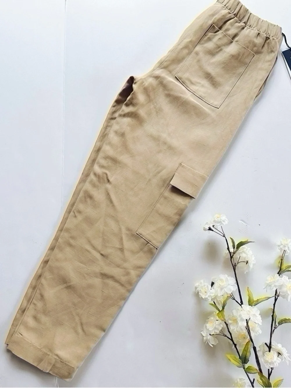NEW Aritzia Babaton Titan Linen Cargo Pants Humus Beige